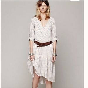 Free People Come as You Are Plaid Midi Dress L